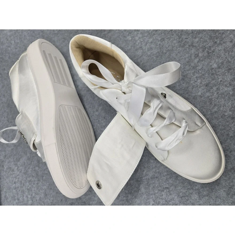 Betsey Johnson Sneaker Shoes Womens Size 9.5 Ivory Liana Satin‎ Jeweled Bridal